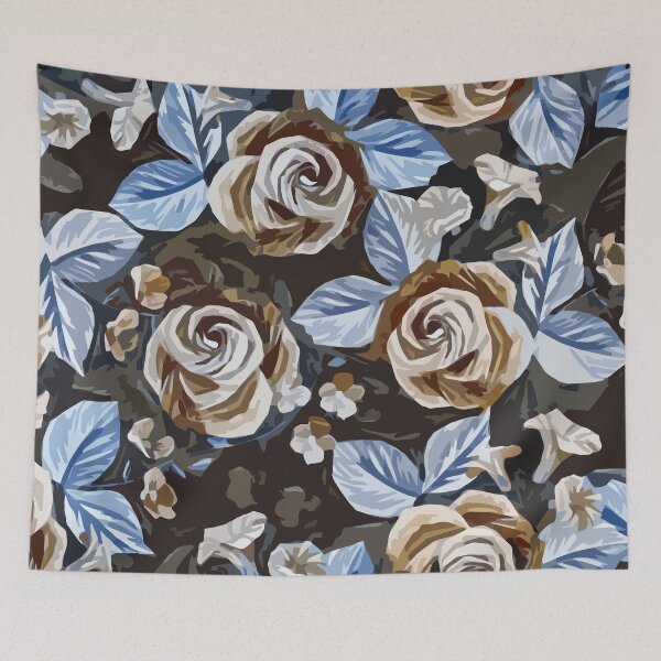 Item preview, Decorative Colorful floral pattern with beige roses - Flowers Seamless Pattern designed and sold by hyggekrog.