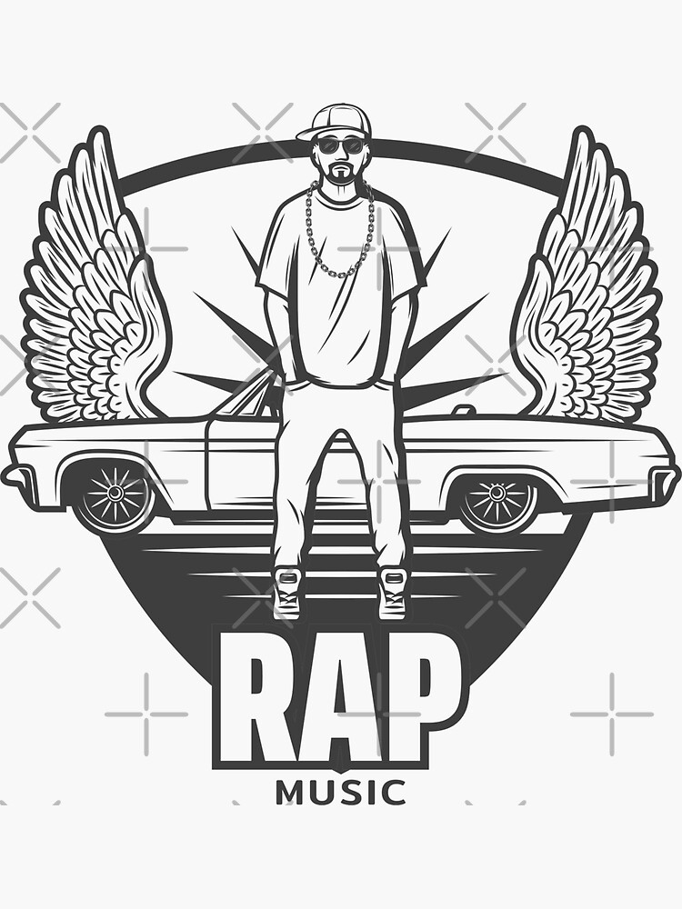 rap music labels set with rapper Sticker for Sale by V fashion