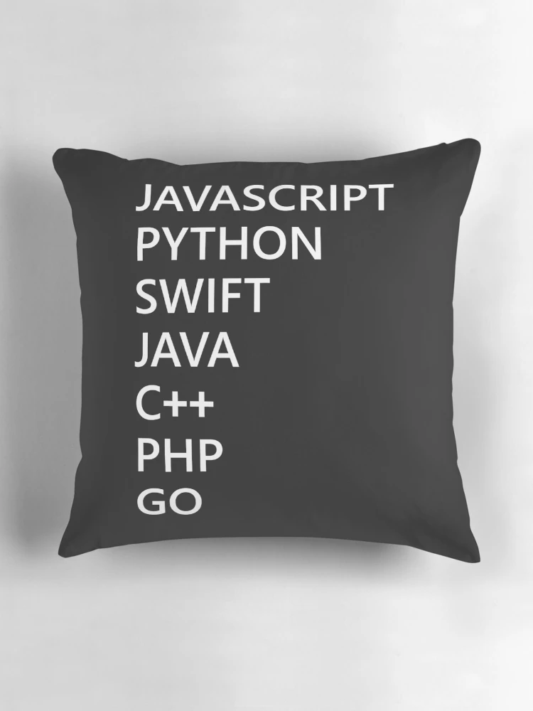 Thumbnail 3 of 4, Pillow, Programming Language Javascript Python Swift C++ Php Go For Coder Developer Programmer designed and sold by AJAD212.