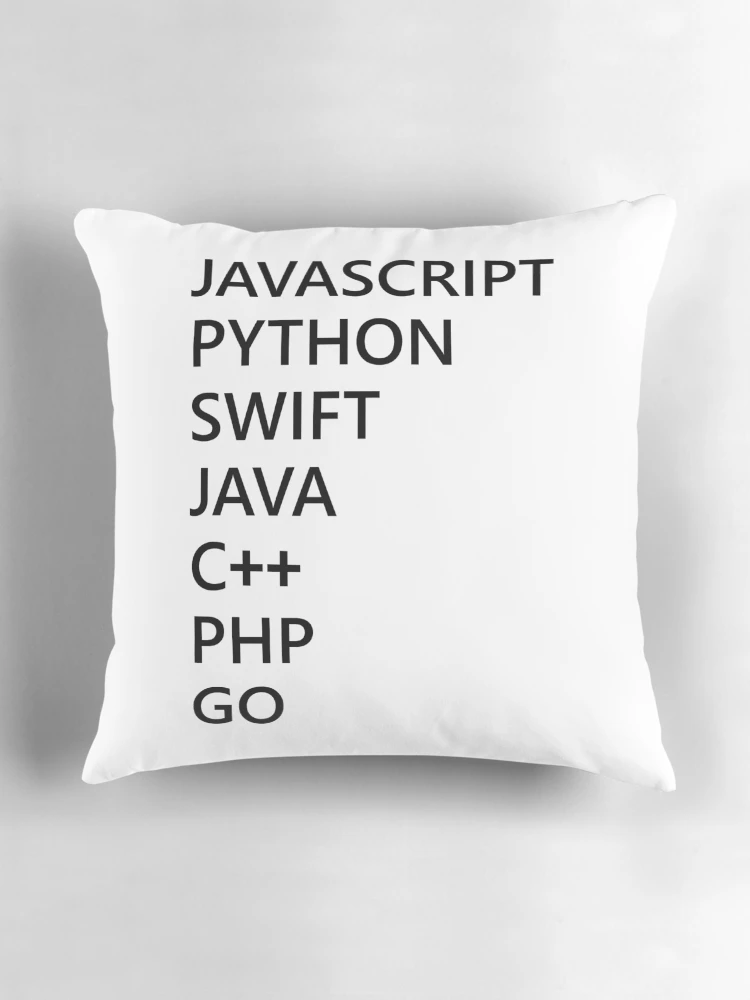 Thumbnail 3 of 4, Pillow, Programming Language Javascript Python Swift C++ Php Go For Programmer Coder Developer designed and sold by AJAD212.