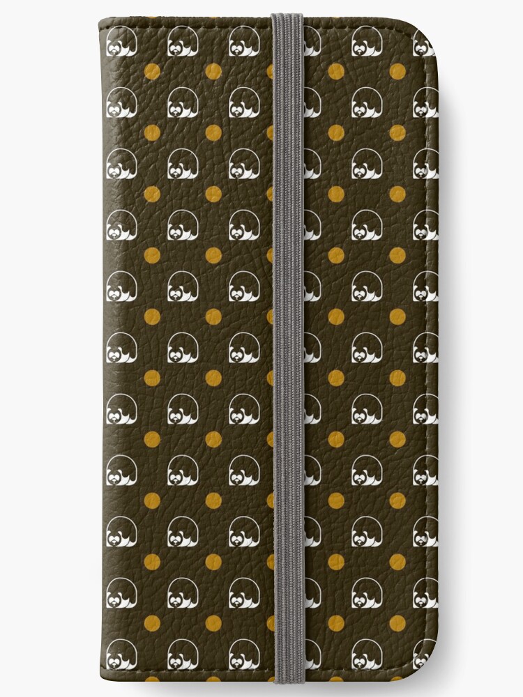Thumbnail 1 of 6, iPhone Wallet, Logo on brown wallpaper designed and sold by Panda Edizioni.