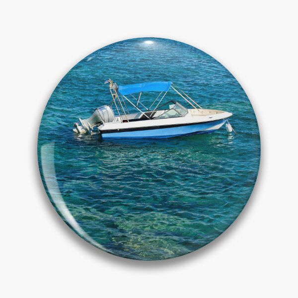 Item preview, Panoramic photograph of speedboat anchored in Mediterranean sea  designed and sold by adrianbrockwell.