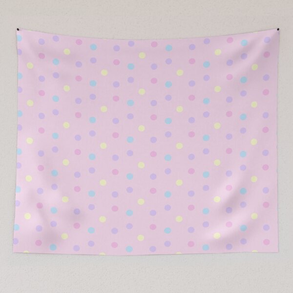 Aperçu de l'œuvre Basique Pastel Rainbow Polka Dots (rose) créée et vendue par PrinceCandymoon.