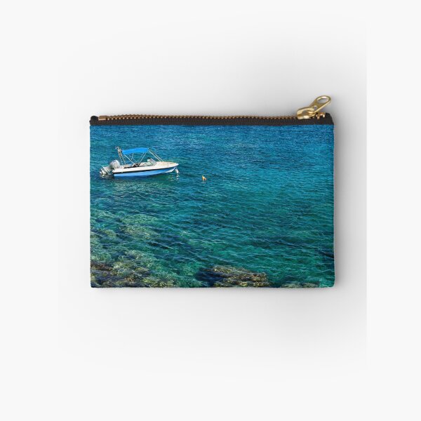 Item preview, Panoramic photograph of speedboat anchored in Mediterranean sea  designed and sold by adrianbrockwell.