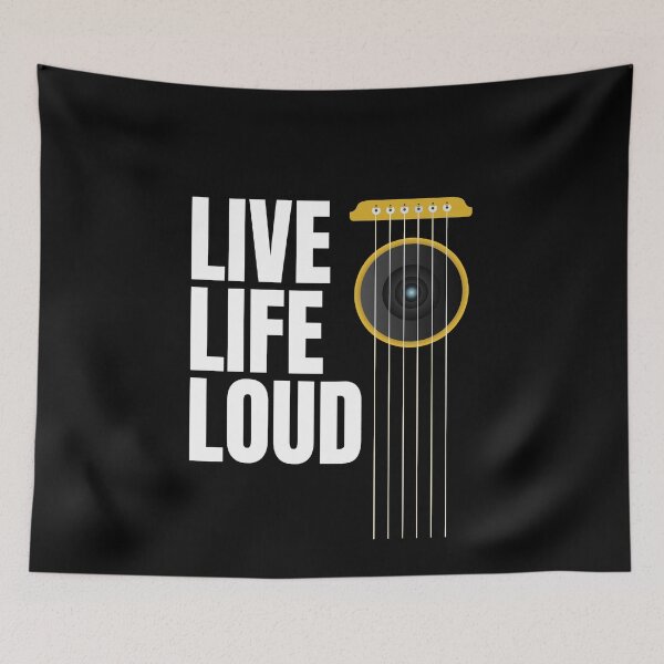 Item preview, Live Life Loud - Music Lovers Design with Guitar Strings and Loudspeaker designed and sold by P2CPOD.