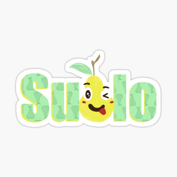 SuPERAlo. Diseño divertivo y gracioso. Pera sacando la lengua. Pegatina