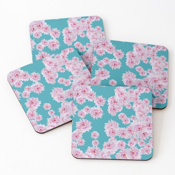 Item preview, sweet peony flower in blue background designed and sold by Carachuenni.