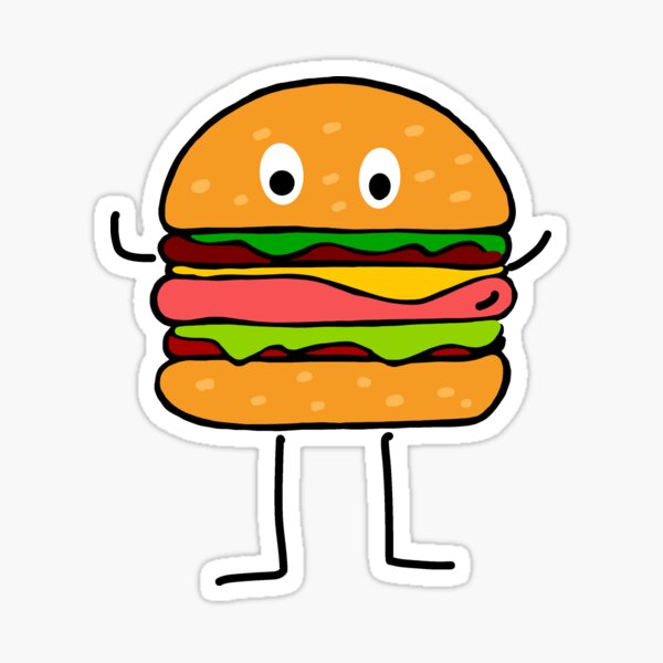 Make me a burger, weird hamburger face Sticker for Sale by Angie Knost