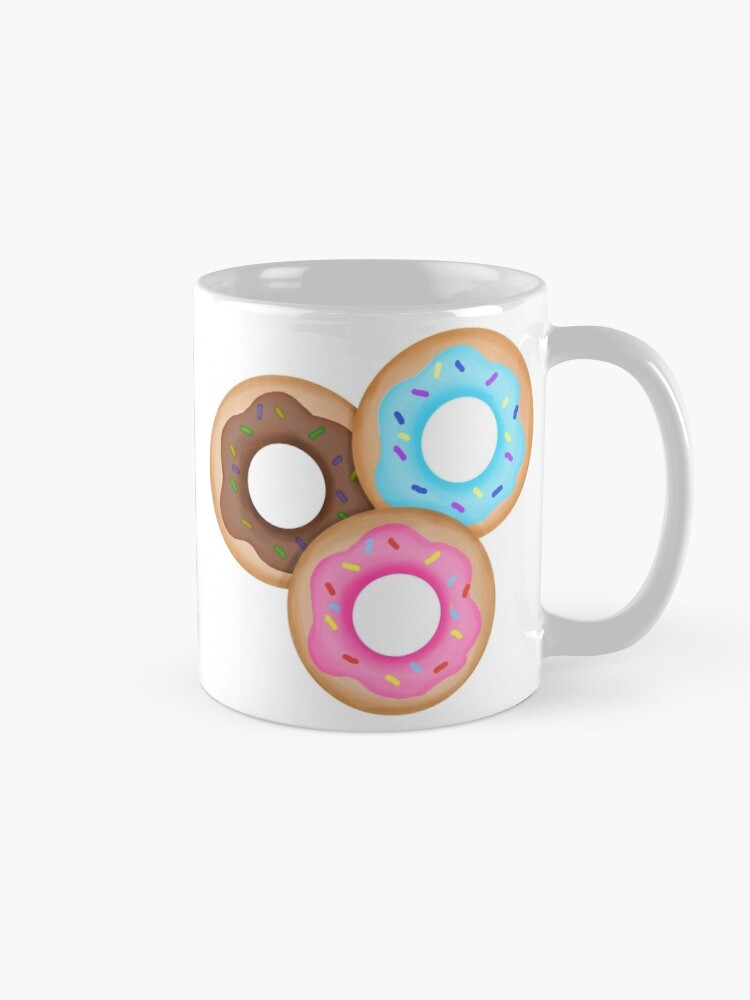 Alternate view of Donut Trio Pink Blue Brown Coffee Mug