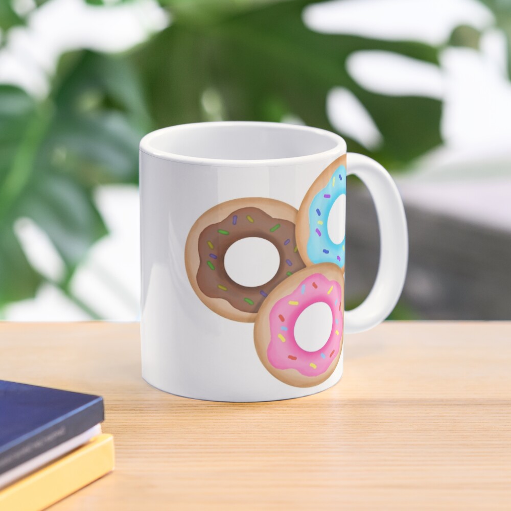 Donut Trio Pink Blue Brown Coffee Mug