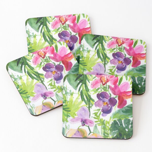Item preview, orchideas in jungle: watercolor pattern designed and sold by kosarandrea.