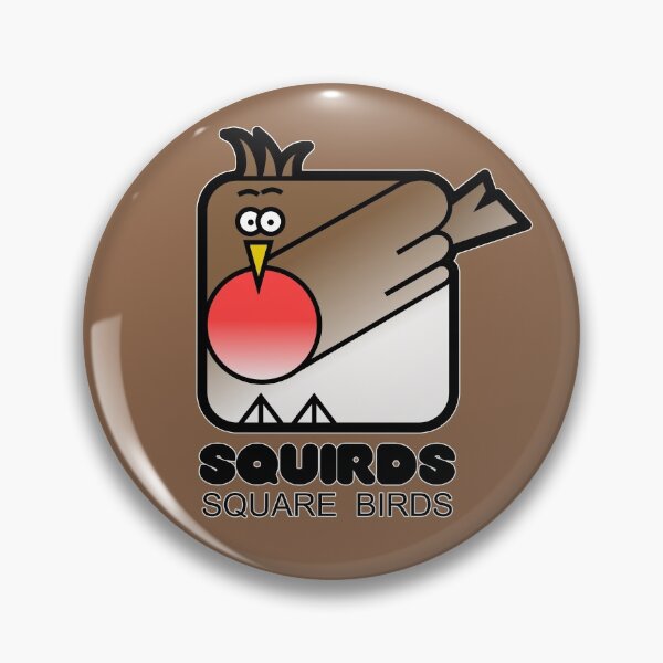 Item preview, Fun Graphic Retro Square Bird Red Robin Squirds Chocolate Brown designed and sold by Quooki.
