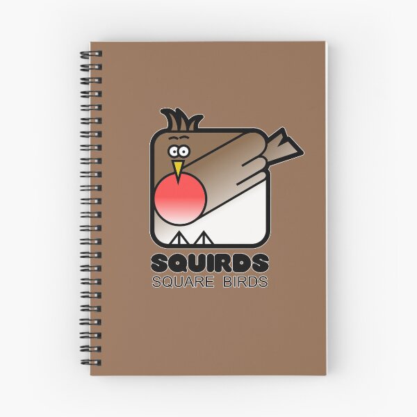 Item preview, Fun Graphic Retro Square Bird Red Robin Squirds Chocolate Brown designed and sold by Quooki.