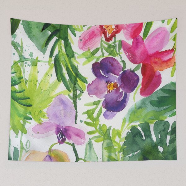 Item preview, orchideas in jungle: watercolor pattern designed and sold by kosarandrea.