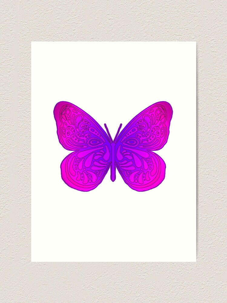 "Purple Butterfly Emoji Cute Pink Girl Aesthetic" Art Print by