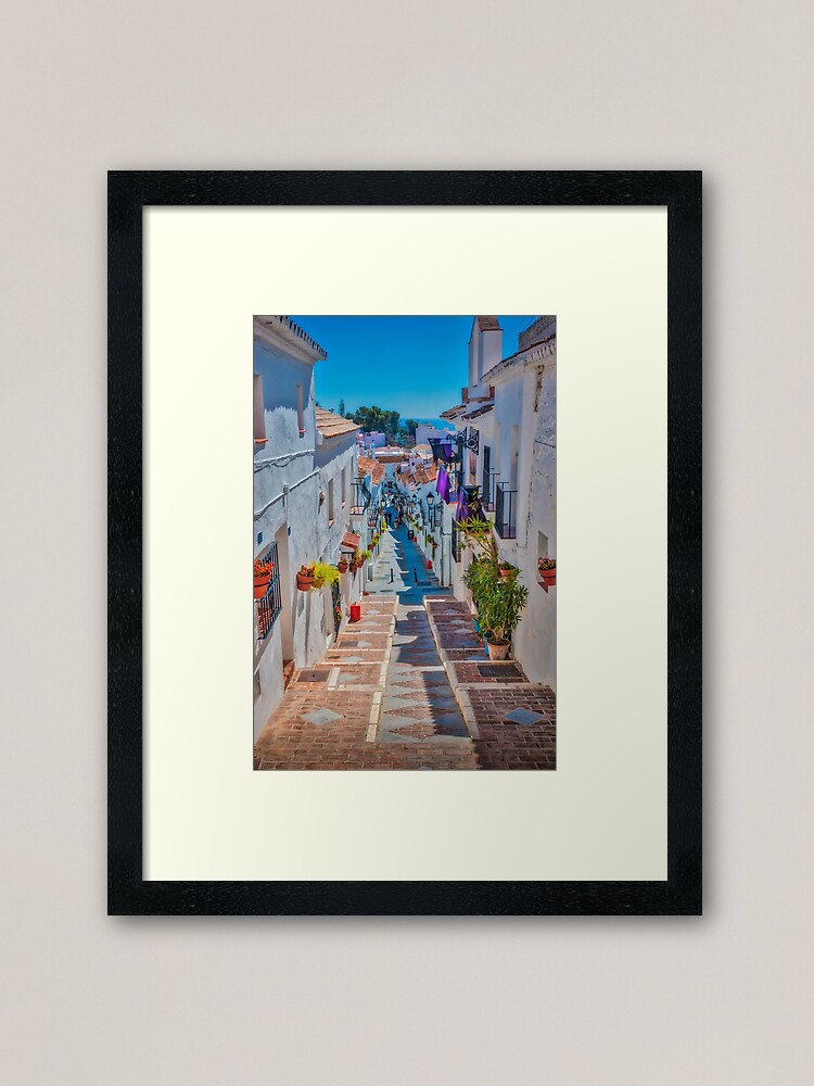 Thumbnail 1 of 7, Framed Art Print, The Steps at Mijas designed and sold by vivsworld.