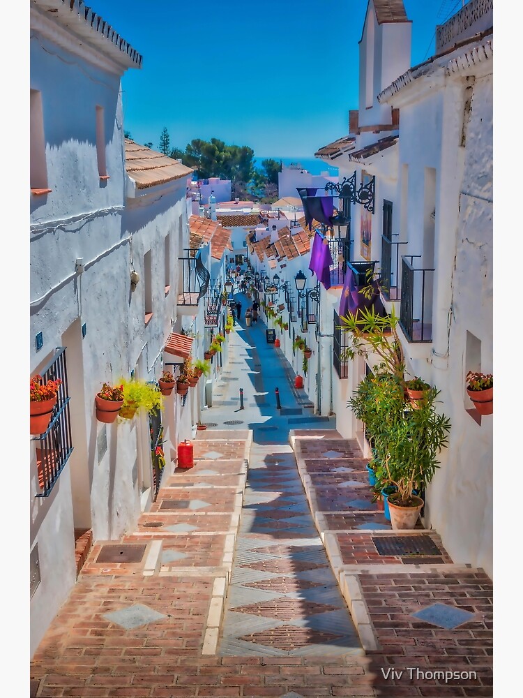 Thumbnail 7 of 7, Framed Art Print, The Steps at Mijas designed and sold by vivsworld.