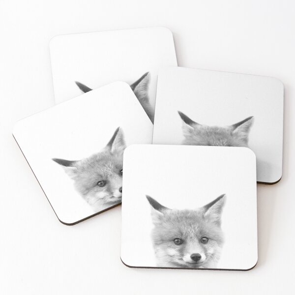 Item preview, Baby Fox Black White Art Print, by Zouzounio Art designed and sold by zouzounioart.