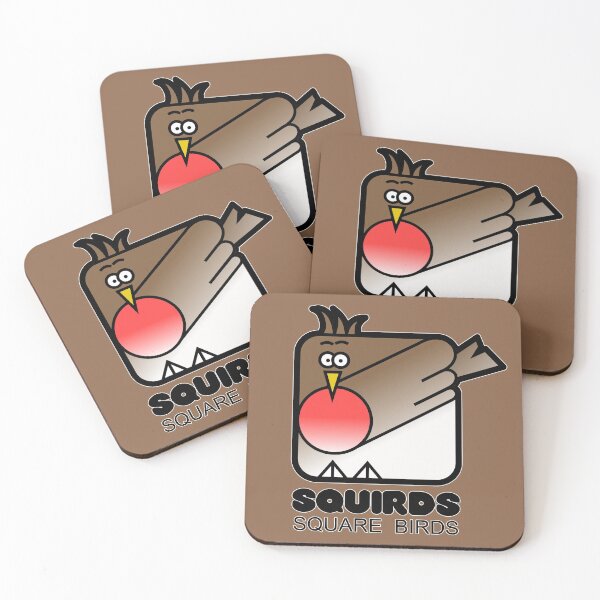 Item preview, Fun Graphic Retro Square Bird Red Robin Squirds Chocolate Brown designed and sold by Quooki.
