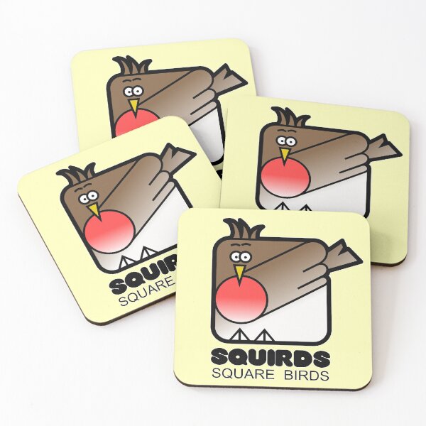 Item preview, Retro Minimalist Square Bird Red Robin Squirds Yellow designed and sold by Quooki.