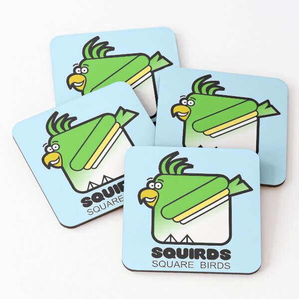 Item preview, Square Bird Parakeet Retro Minimalist Squirds Blue designed and sold by Quooki.