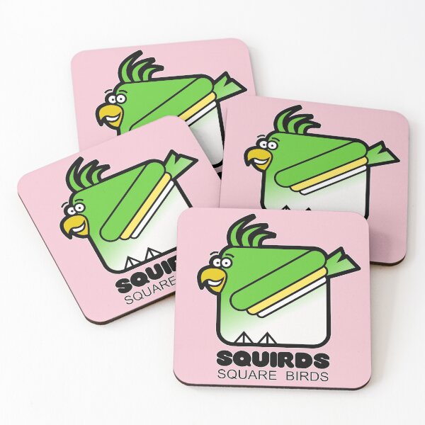 Item preview, Square Bird Parakeet Retro Minimalist Squirds Pink designed and sold by Quooki.