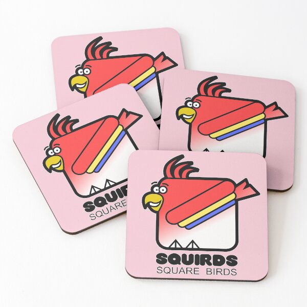 Item preview, Square Bird Parrot Retro Minimalist Squirds Pink designed and sold by Quooki.