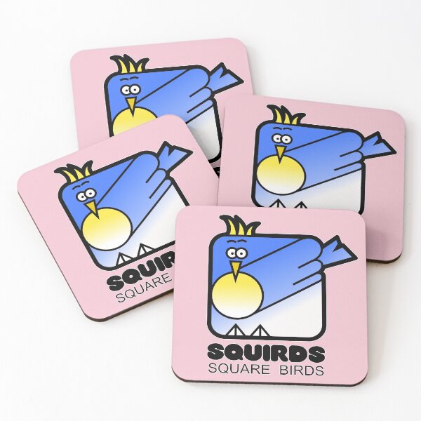 Item preview, Retro Minimalist Square Bird Blue Jay Squirds Pink designed and sold by Quooki.