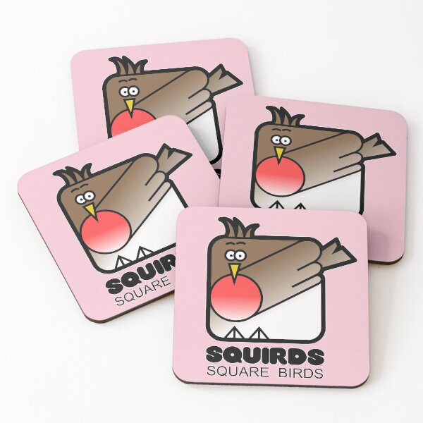 Item preview, Retro Minimalist Square Bird Red Robin Squirds Pink designed and sold by Quooki.