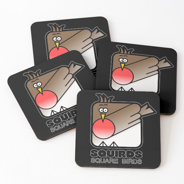Item preview, Retro Minimalist Square Bird Red Robin Squirds Black designed and sold by Quooki.