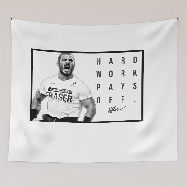 Item preview, Mat Fraser - CrossFit Games - Hard Work Pays Off - HWPO - Black & White Poster - Version 1 designed and sold by Mtfotografy.