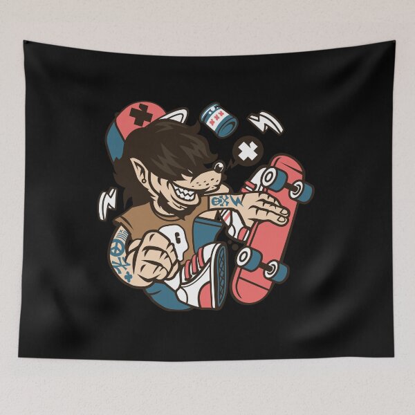 Item preview, Wolf Skater Cartoon Character designed and sold by MHabeeb.