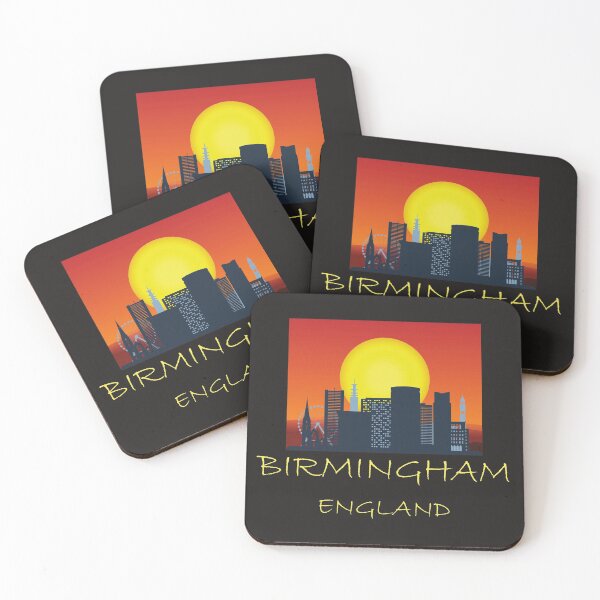 Item preview, Birmingham England, City skyscraper skylines sunset retro silhouette designed and sold by Cheffsspecials.