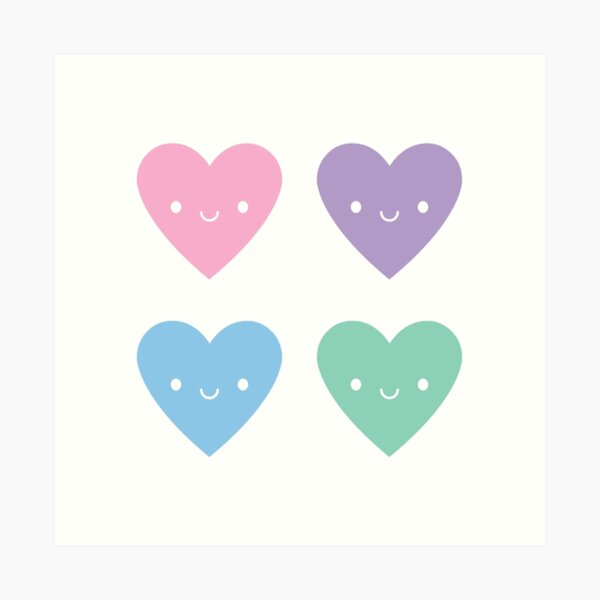 Kawaii Pastel Candy Hearts Art Print