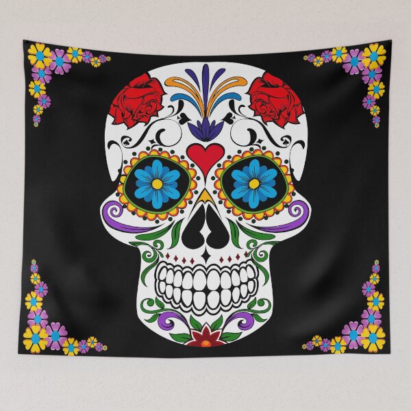 Item preview, Sugar Skull Day Of The Dead Floral Skull designed and sold by WallArt01.