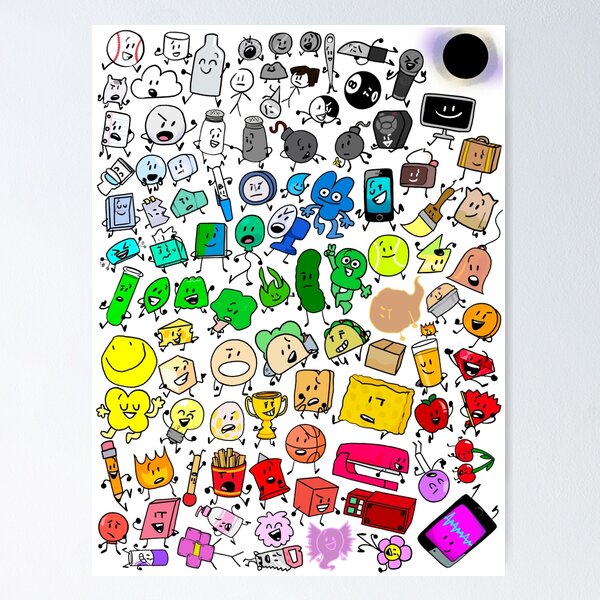 BFDI Inanimate Insanity All Characters (Rainbow) Poster for Sale by  MsBonnie