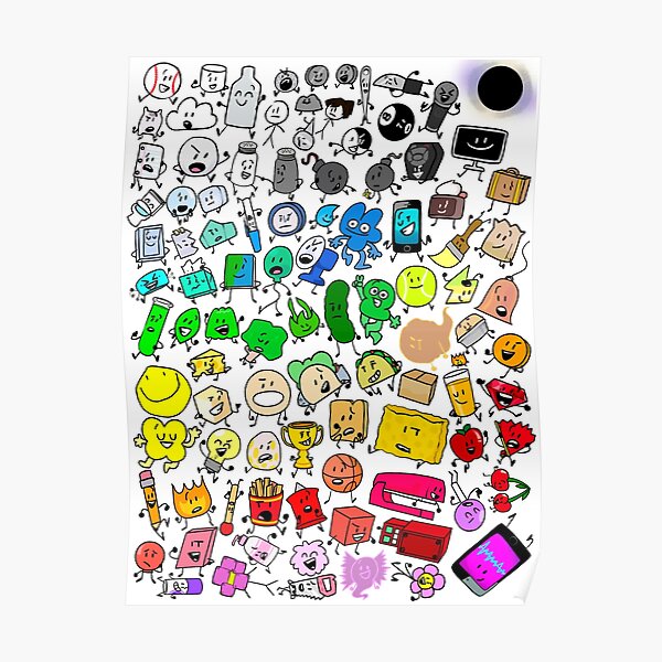 BFDI Inanimate Insanity All Characters (Transparent) Poster