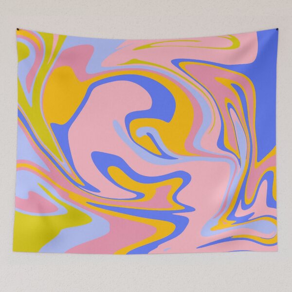 Item preview, blue, yellow, purple and pink paint swirl marbling designed and sold by The Red Shop.