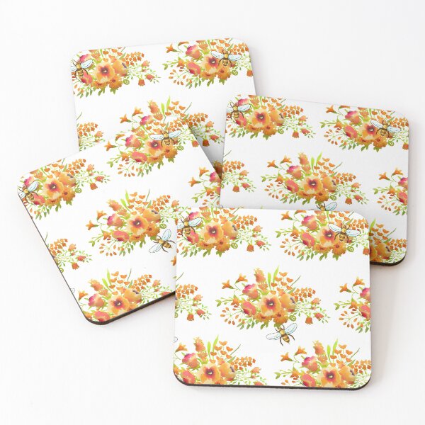 Item preview, Orange Flowers of Summer and Sweet Honey Bees designed and sold by gillys.