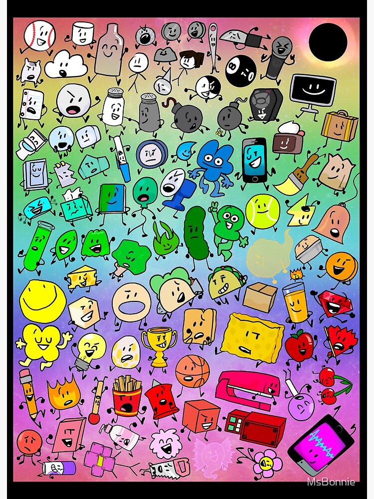BFDI All Characters (Transparent) | Art Board Print