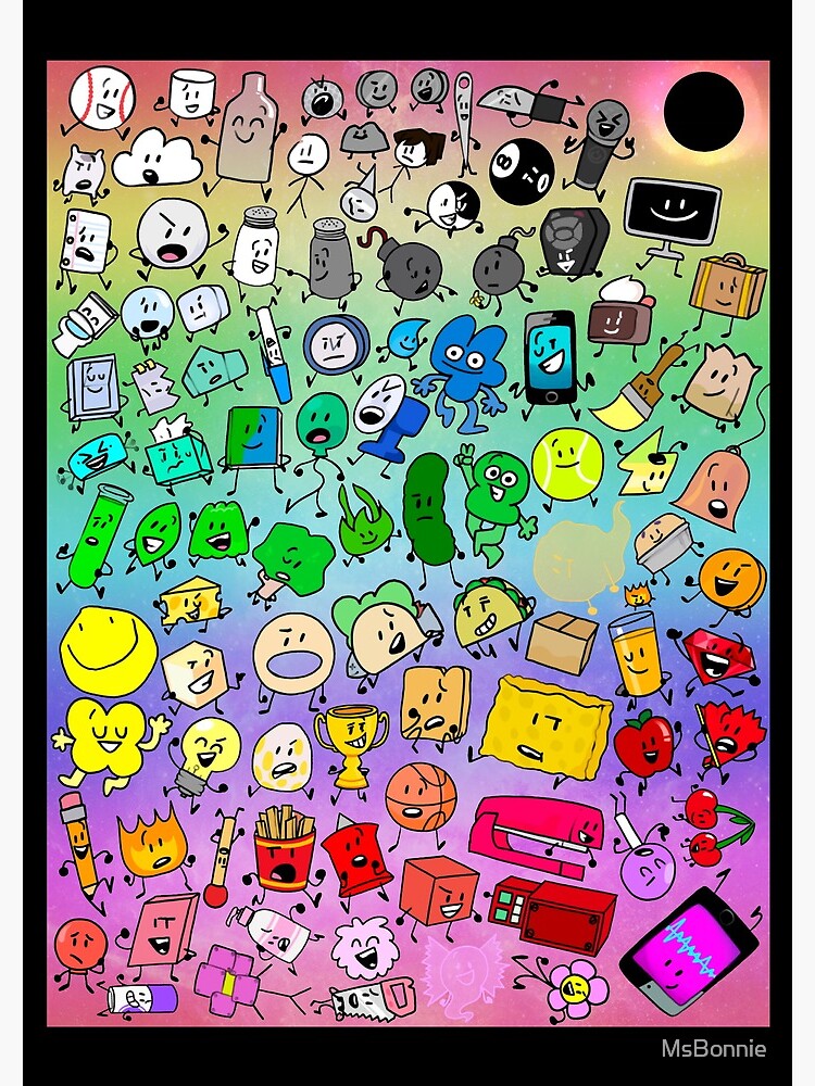 BFDI Inanimate Insanity All Characters (Rainbow) Poster for Sale by  MsBonnie