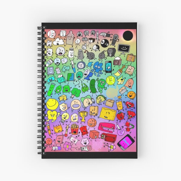 BFDI Inanimate Insanity All Characters (Rainbow) Spiral Notebook