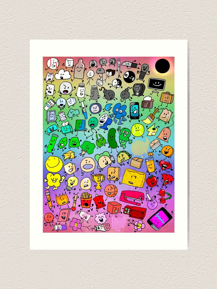 BFDI All Characters (Rainbow) | Art Print