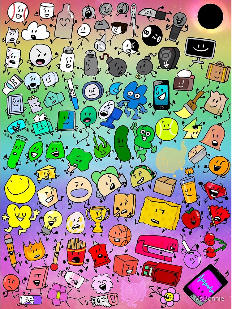 BFDI Inanimate Insanity All Characters (Rainbow) Poster for Sale by  MsBonnie
