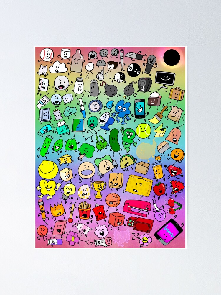 BFDI All Characters (Transparent) | Art Board Print