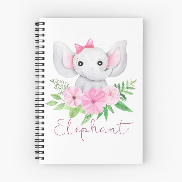 Item preview, Baby Elephant With Bow and Flowers designed and sold by BellaNora.