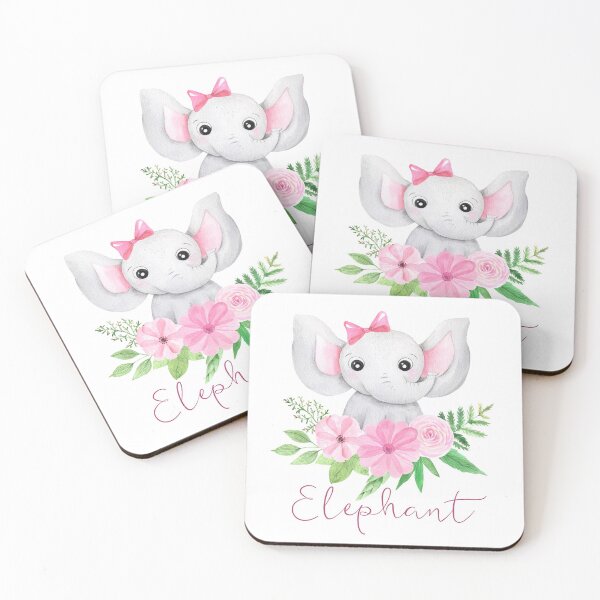 Item preview, Baby Elephant With Bow and Flowers designed and sold by BellaNora.