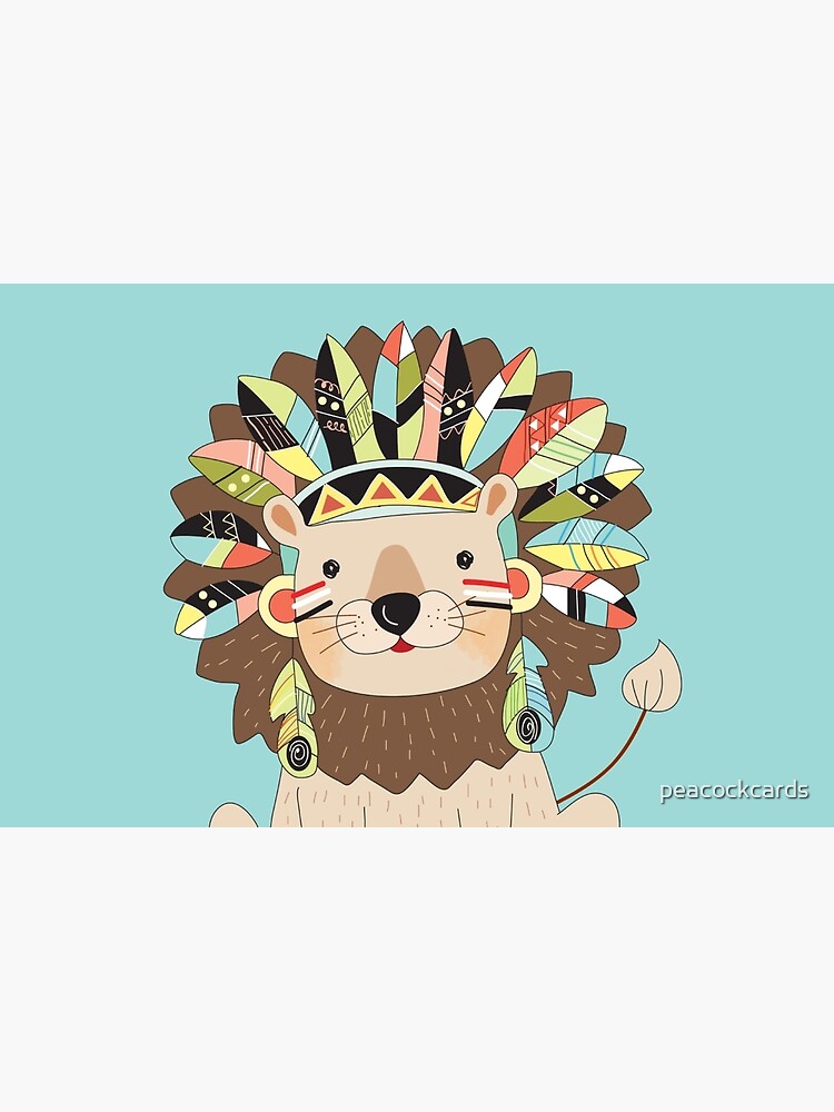 Vinilo para portátil «Dibujos animados de animales salvajes León tribal» de  peacockcards | Redbubble