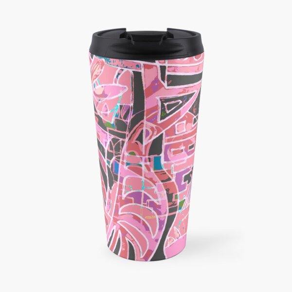 Abstract Action in Pink and Blacks Travel Mug