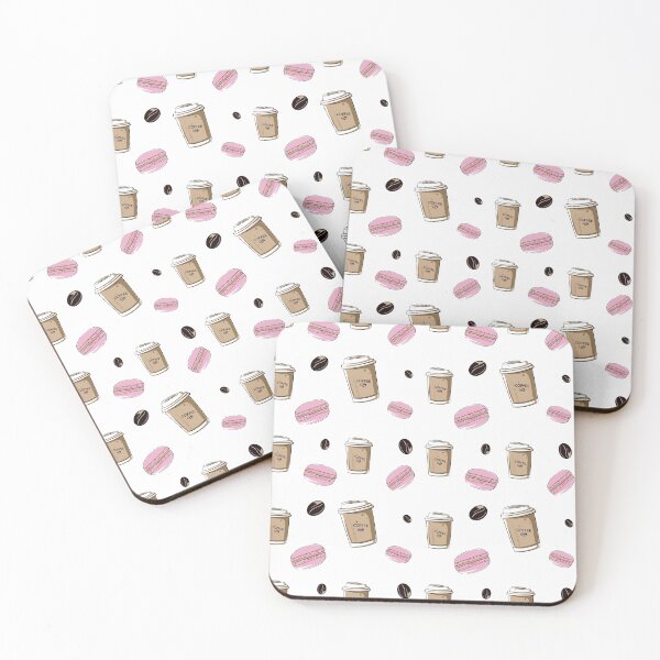 Item preview, coffee and macaroni pattern on a white background designed and sold by Aksena.